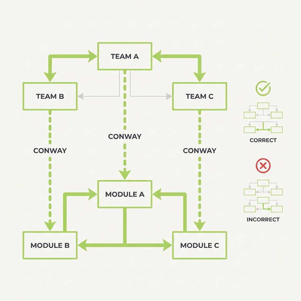Diagram explaining Your Architecture Mirrors Your Org Chart